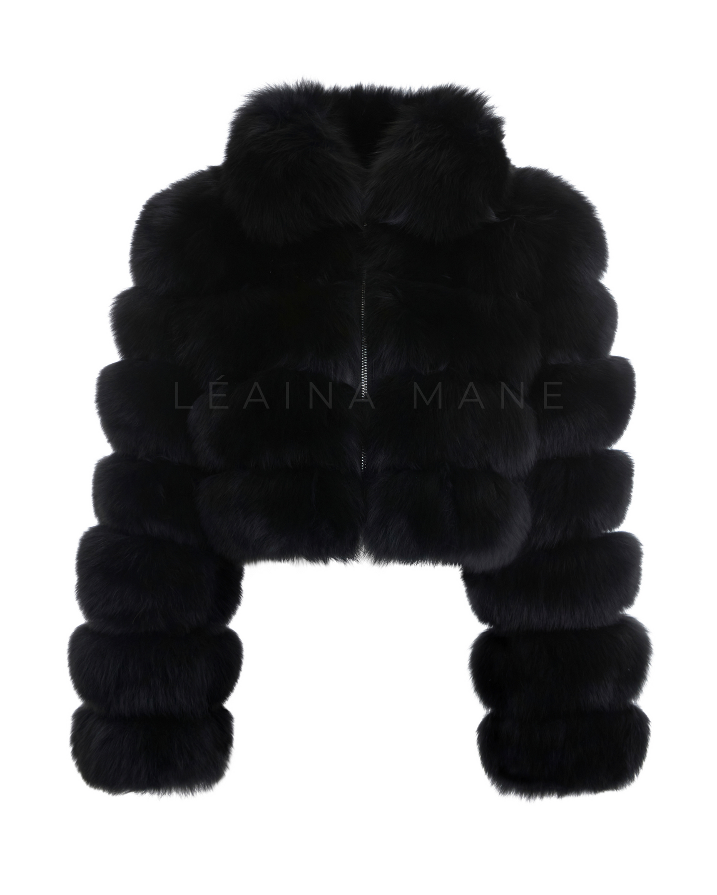 Athena Fox Fur Coat in Black