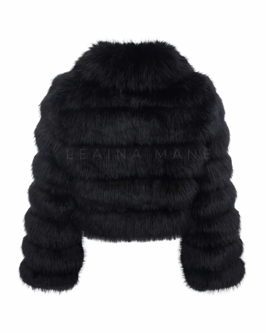 Bardot Faux Fake Fur Coat in Black