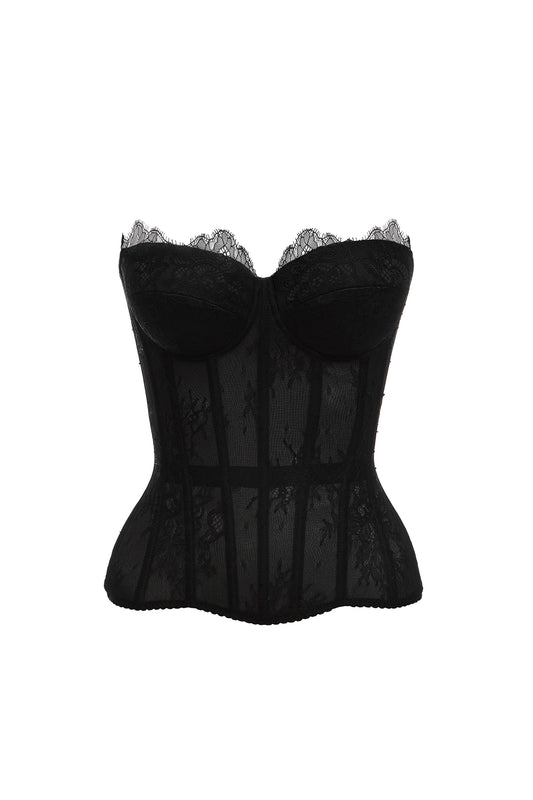 Gemini Lace Corset in Black