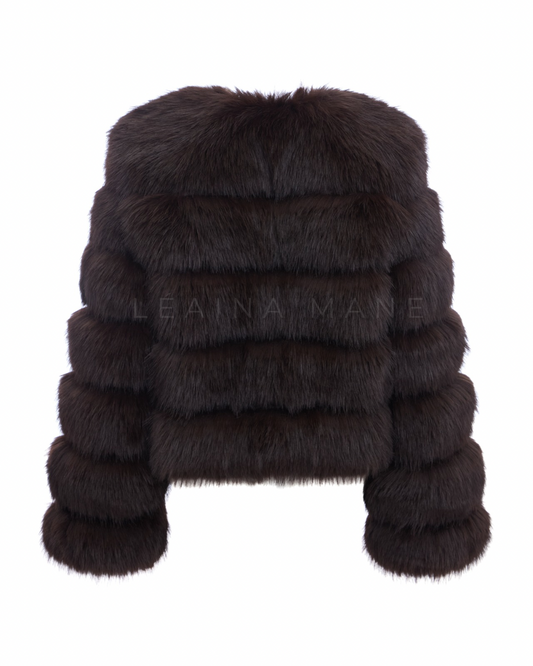 Monroe Faux Fake Fur Coat in Brown