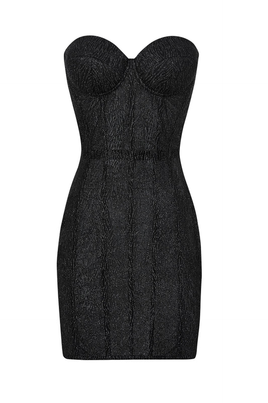 Leo Glitter Corset Dress in Black