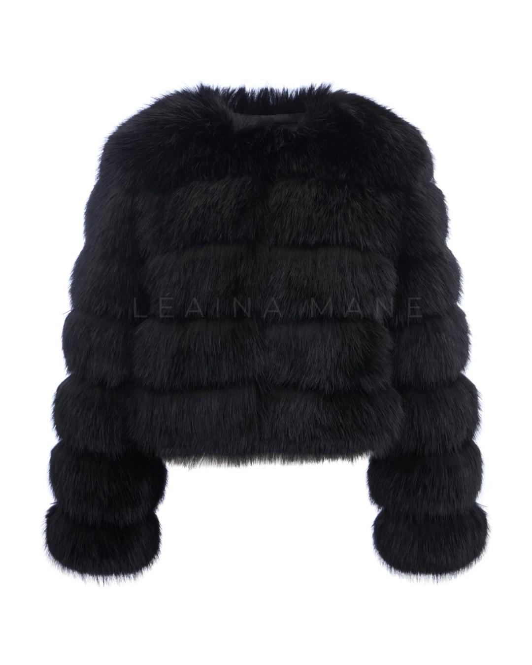 Monroe Faux Fake Fur Coat in Black