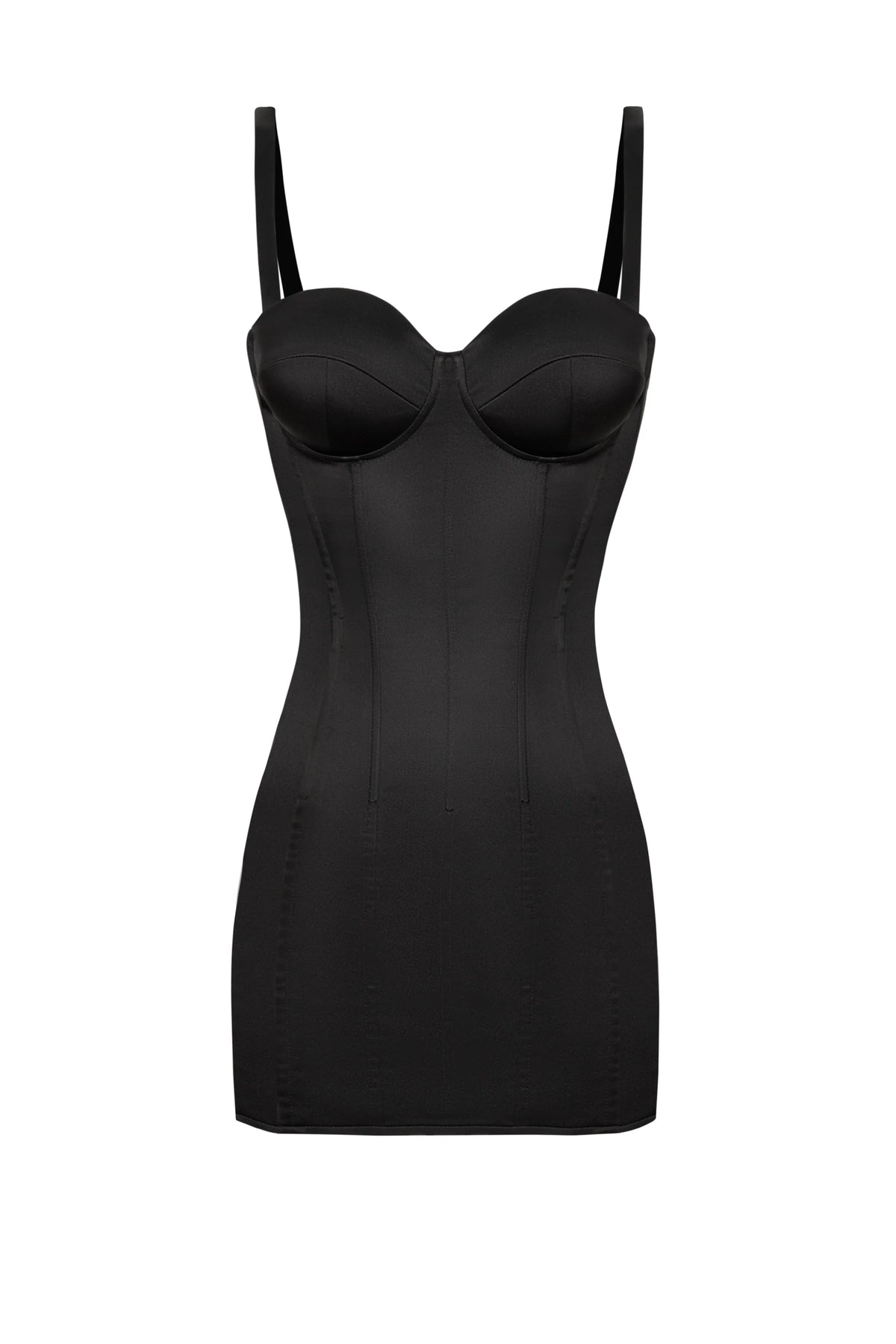 Pisces Satin Corset Dress in Black