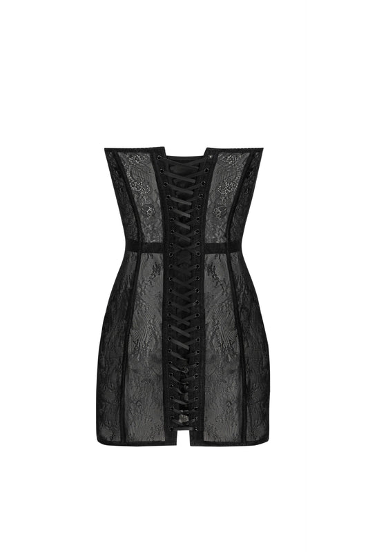 Sagittarius Corset Dress in Black Lace