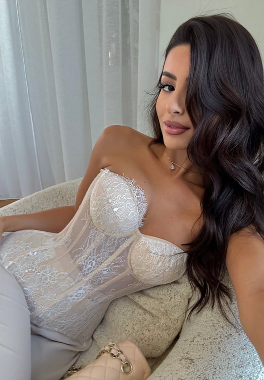 Gemini Lace Corset in Nude