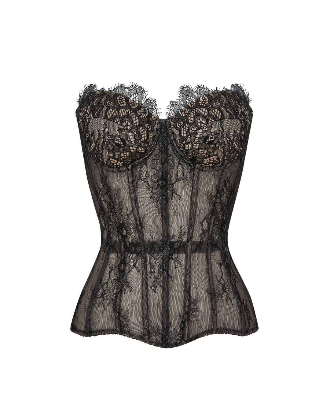 Gemini Lace Corset in Powder Black