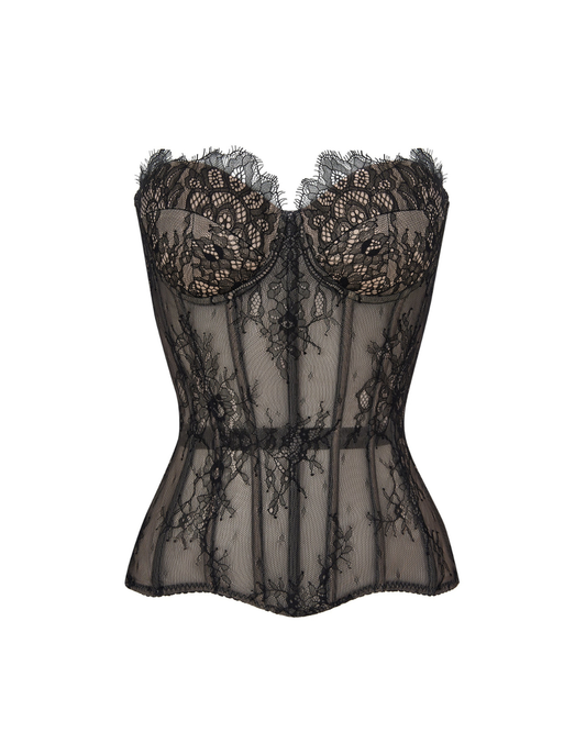 Gemini Lace Corset in Powder Black