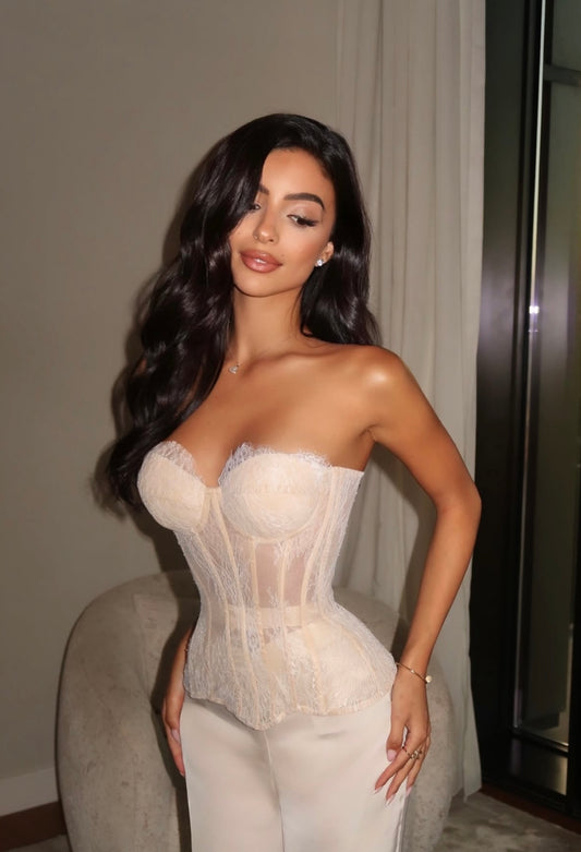 Gemini Lace Corset in Nude