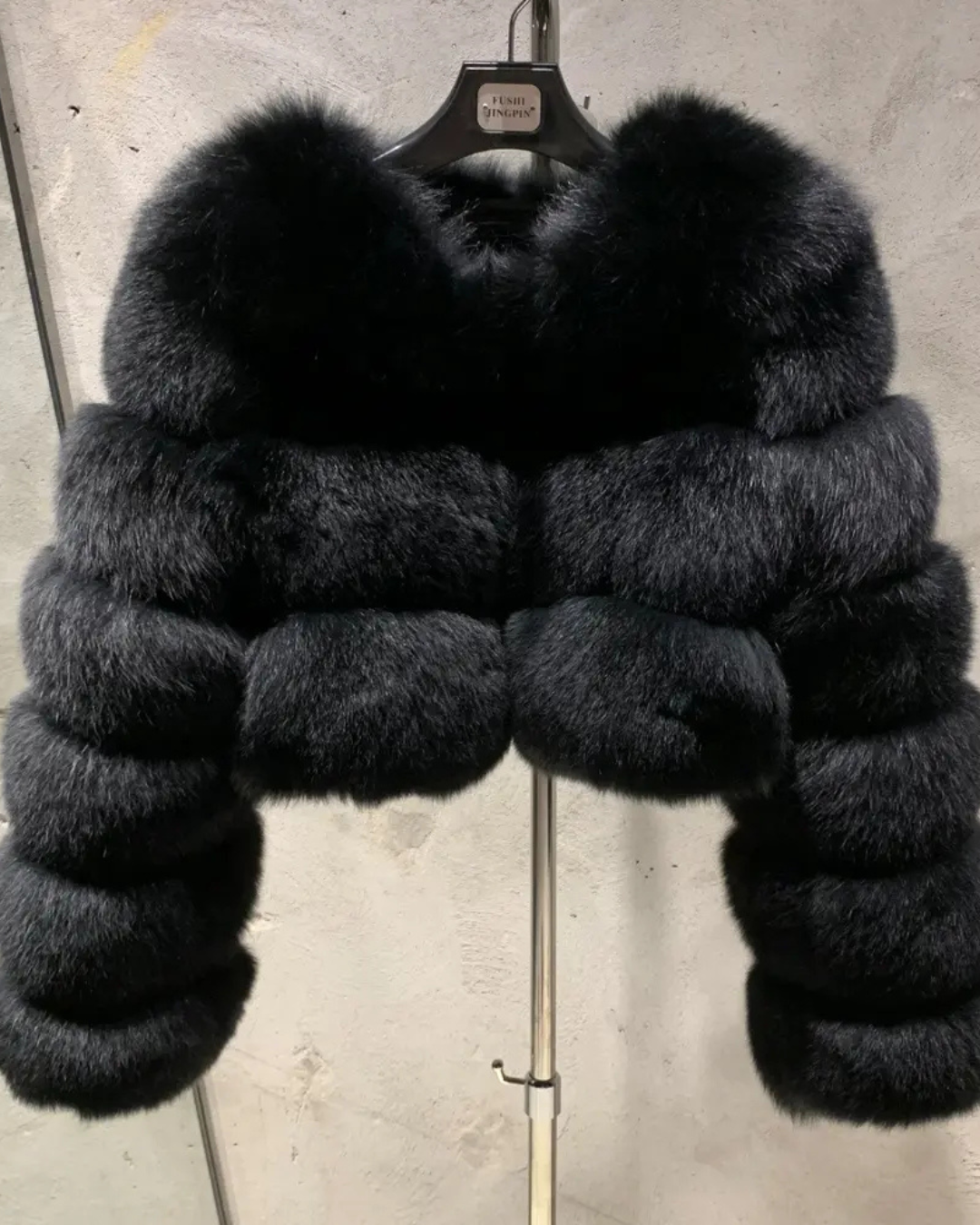 Aphrodite Fox Fur Coat in Black