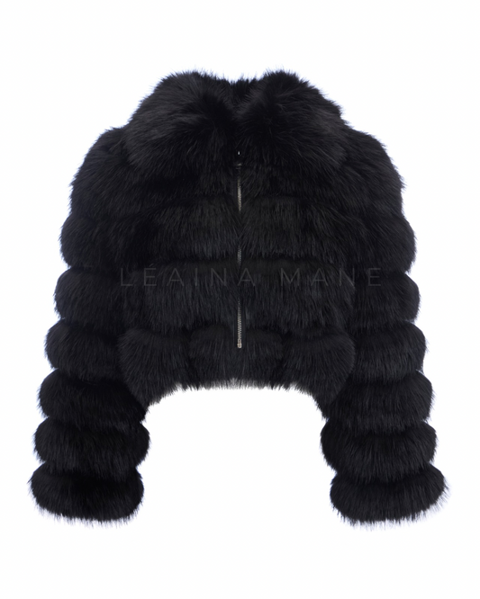 Bardot Faux Fake Fur Coat in Black