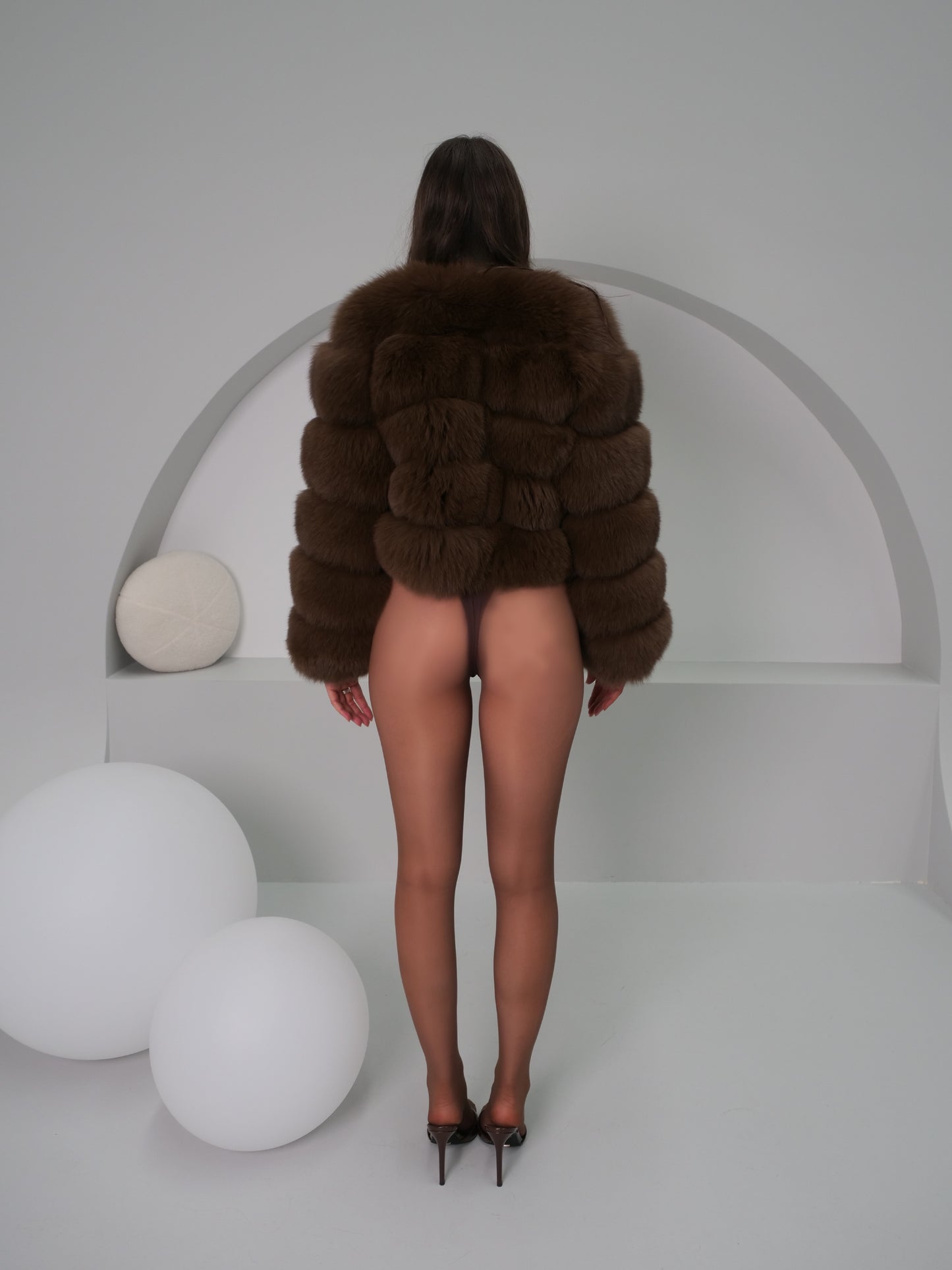 Cleopatra Fox Fur Coat in Brown