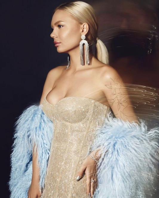 Leo Glitter Corset Dress in Gold