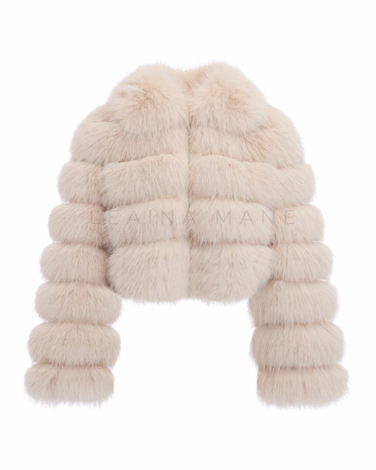 Bardot Faux Fake Fur Coat in Nude