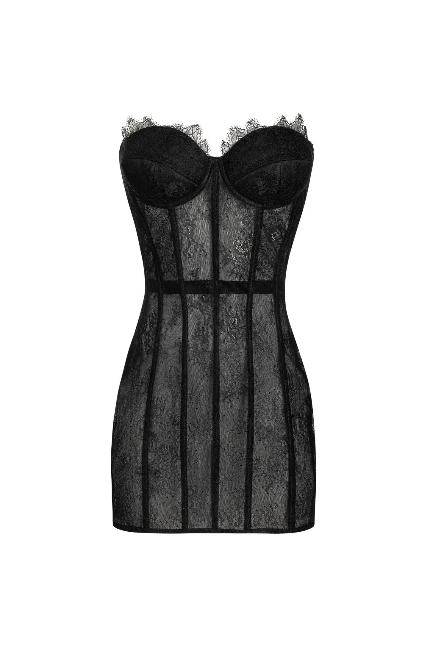 Sagittarius Corset Dress in Black Lace